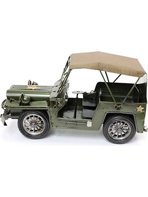 Pratik Ev U.s. Army Jeep M381 El Yapımı Eskitilmiş Biblo, 26 cm