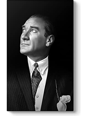 Pratik Ev Siyah Beyaz Atatürk Portresi Kanvas Tablo 60 x 100