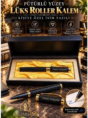 Kalemhane Kişiye Özel Isimli Mat Siyah Roller Kalem – Özel Hediyelik Deri Lüks Kutulu