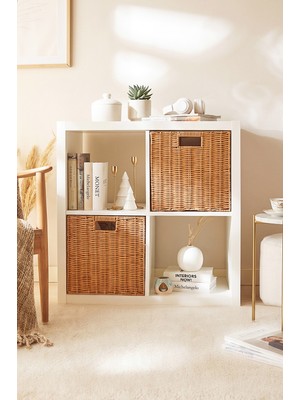 Ocean Home Textile 2'li Yıkanabilir Bej Pp Rattan Sepet Set 33 x 33 x 33 cm