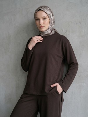 Miostil Yırtmaçlı Oysho Tunik-Kahve