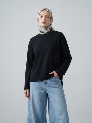 Miostil Yırtmaçlı Oysho Tunik-Siyah