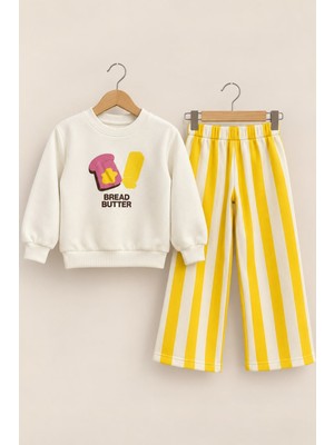My Kids Wear Erkek Çocuk Kışlık Baskılı Sweatshirt Çizgili Pantolon 2'li Takım