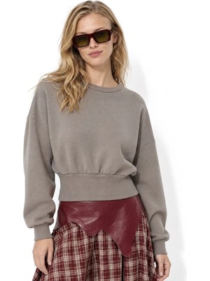 Hiccup Kadınlar Busem Kadın Kısa Bisiklet Yaka Sweatshirt Arduvaz Grisi