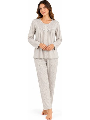 Nena %100 Pamuk Uzun Kol Önden Düğmeli Kadın Pijama Takım 1439