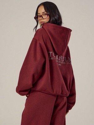 Macklin Unisex Kadın Erkek Stockholm Baskılı Oversize 3 Iplik Kapüşonlu Sweatshirt ve Baggy Eşofman Altı