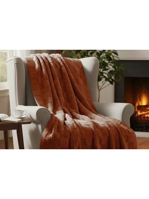 Merinos Fiona Stonecube Soft Battaniye 150X220 Kiremit