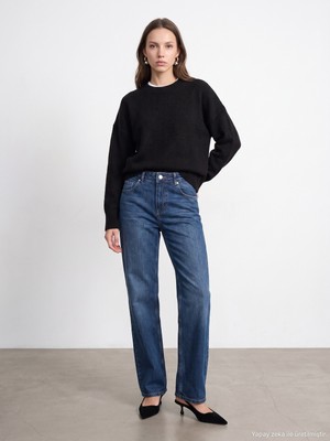 Dilvin 72362 %100 Pamuk Basic Wide Leg Jean
