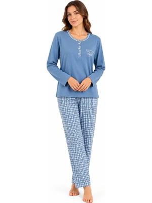 Nena %100 Pamuk Uzun Kol Kadın Pijama Takım 1487