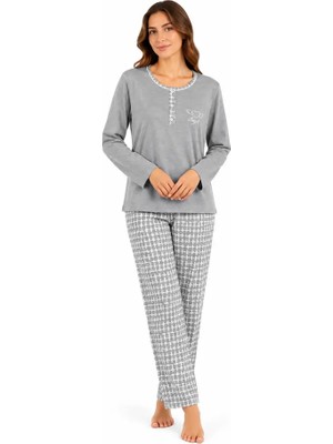 Nena %100 Pamuk Uzun Kol Kadın Pijama Takım 1487
