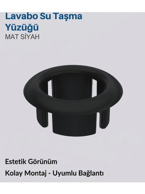 E.C.A. Eca Lavabo Su Taşma Yüzüğü - Mat Siyah