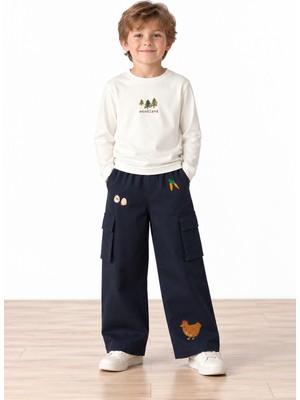 Miela Kids Tiny Stories Gabardin Kargo Bol Paça Pantolon - Gece Mavisi