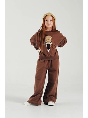 Loco Loco Kız Çocuk N1225 Baskılı 2 Iplik Sweat Pantolon Takım