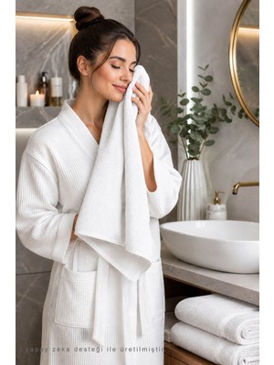 Elif Mira 2 Parça Asker Banyo Havlu Seti 70X140 + 50X90 cm Atlas