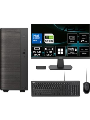 Asus V500 Mini Tower Intel Core 7 240H Gt 1030 4gb 96GB Ram 4tb SSD 27" Fhd WIN11 Pro V501MV07240H078WP360 Masaüstü Bilgisayar + Per4 USB Bellek