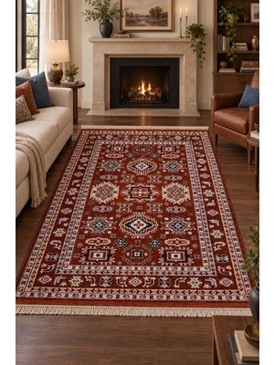 Ally Carpet Kamza Pusat Otantik Kilim Anadolu Esintisi Modern Tasarım Kaymaz Taban Robot Süpürge Uyumlu Salon Ot