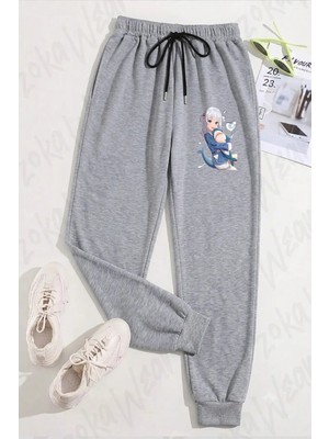 Zoka Wear Unisex Gawr Gura Peeker Shark Hug Cute Baskılı Eşofman Altı