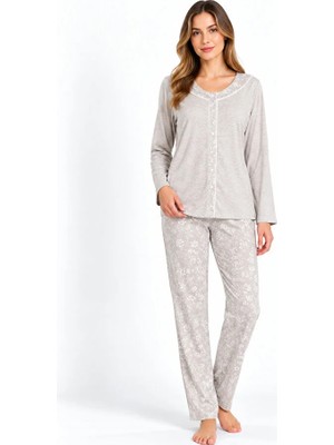Nena %100 Pamuk Uzun Kol Önden Düğmeli Kadın Pijama Takım 14173