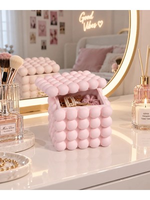 Bubble Kare Tasarım Kapaklı Kutu Organizer & Takı Kutusu