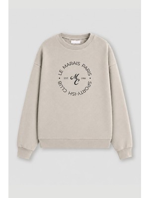 Monila Kadın Premium Kumaş 3 Iplik Şardonlu Baskılı Sweatshirt