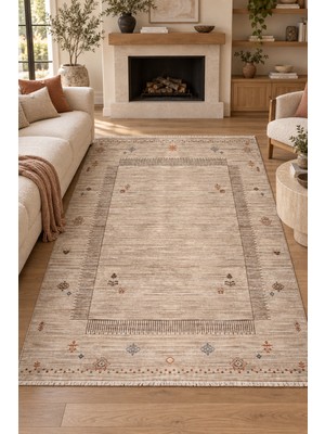 Ally Carpet Milas Bej Vizon Degrade Modern Salon Oturma Odası Halısı Robot Süpürge Uyumlu Kolay Temizlenebilir