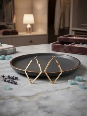 Valanti Art Minimalist Tasarım Gold Renk Halka Küpe