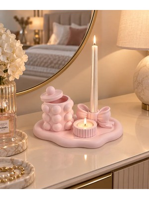 Bulut Tepsi 4 Lü Tasarım Mum Seti Bubble Kotu Dekoratif Organizer
