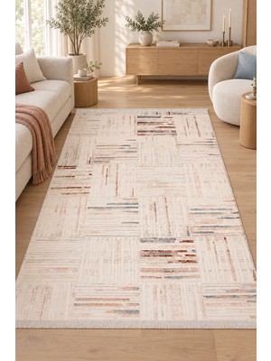 Ally Carpet Süzen Sivena Bej Vizon Modern Akrilik Oturma Odası Salon Robot Süpürge Uyumlu Kolay Temizlenebilir H