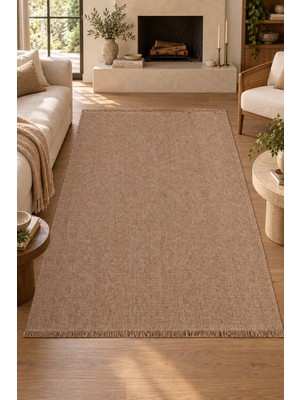 Ally Carpet Ummia Nilur Kahve Sisal Tarzı Özel Ölçü Halı Mutfak Koridor Robot Süpürge Uyumlu Kolay Temizlenebili