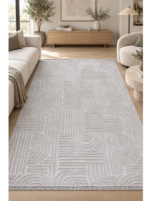 Ally Carpet Sedona Peren Gri Sisal Tarzı Modern Salon Oturma Odası Koridor Halısı Robot Süpürge Uyumlu Kolay Tem