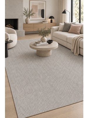 Ally Carpet Labir Peren Gri Bej Kaymaz Tabanlı Robot Süpürgeye Uyumlu Kolay Temizlenebilir Mutfak Koridor Halısı