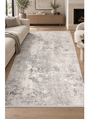 Ally Carpet Aydem Peren Bej Gri Özel Ölçü Salon Oturma Yatak Odası Halısı Robot Süpürge Uyumlu Kolay Temizlenebi