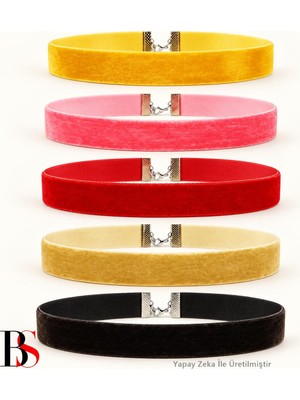 BijuStore Beş Renk Kadın Choker - 5 Adet