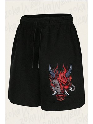 Zoka Wear Unisex Cyberpunk Samurai 2077 Oni Tasarım Baskılı Şort