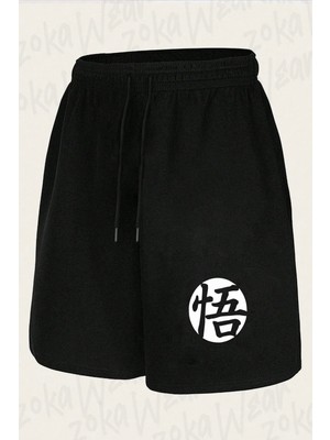 Zoka Wear Unisex Kanji Go Anime Dragon Ball Tasarım Baskılı Şort