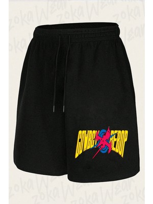Zoka Wear Unisex Cowboy Bebop Logo Tasarım Baskılı Şort