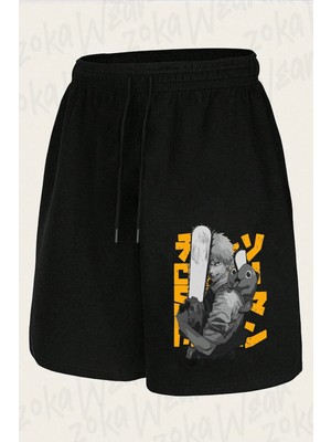 Zoka Wear Unisex Chainsaw Man Denji ve Pochita Tasarım Baskılı Şort