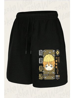 Zoka Wear Unisex Demon Slayer Zenitsu Agatsuma V2 Tasarım Baskılı Şort