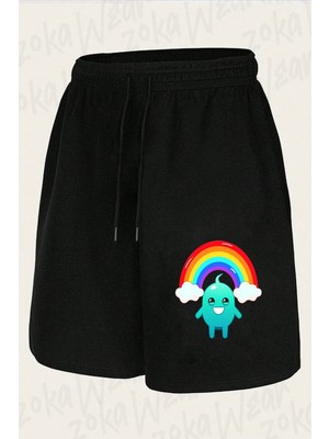 Zoka Wear Unisex Happy Rainbow Smiling Tasarım Baskılı Şort