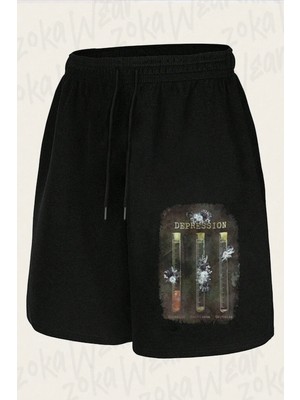 Zoka Wear Unisex Depresyon Formülü Hormonlar Tasarım Baskılı Şort