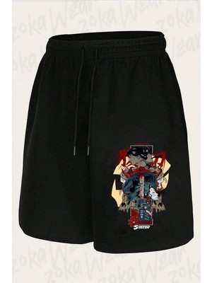 Zoka Wear Unisex Harakiri Japon Samuray Tasarım Baskılı Şort