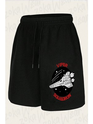Zoka Wear Unisex Battlestar Galactica Viper Squadron Tasarım Baskılı Şort