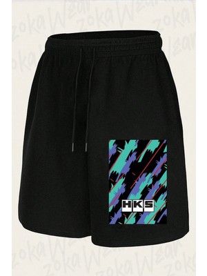 Zoka Wear Unisex Hks Retro Pattern Tasarım Baskılı Şort