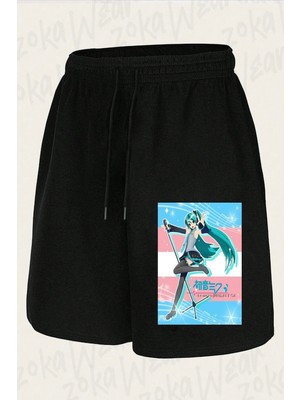 Zoka Wear Unisex Hatsune Miku Trans Rights Tasarım Baskılı Şort