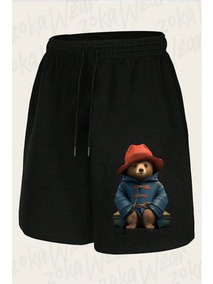 Zoka Wear Unisex Paddington Bear With Suitcase Tasarım Baskılı Şort