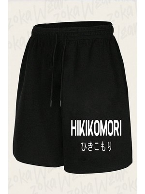 Zoka Wear Unisex Hikikomori Japan Otaku Japanese Writing Tasarım Baskılı Şort