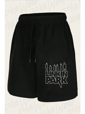 Zoka Wear Unisex Lınkın Park Sıluet Tasarım Baskılı Şort
