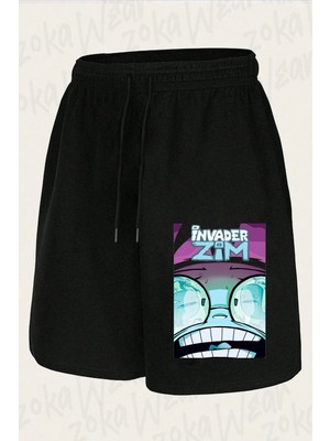 Zoka Wear Unisex Invader Zim V12 Tasarım Baskılı Şort