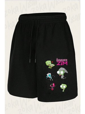 Zoka Wear Unisex Invader Zim V22 Tasarım Baskılı Şort