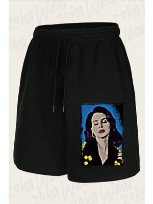 Zoka Wear Unisex Lana Del Rey Özel Tasarım Baskılı Şort